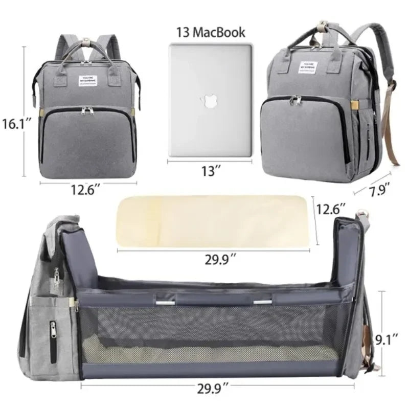 BebéLuxe 3en1™Pañalera Cuna mudador